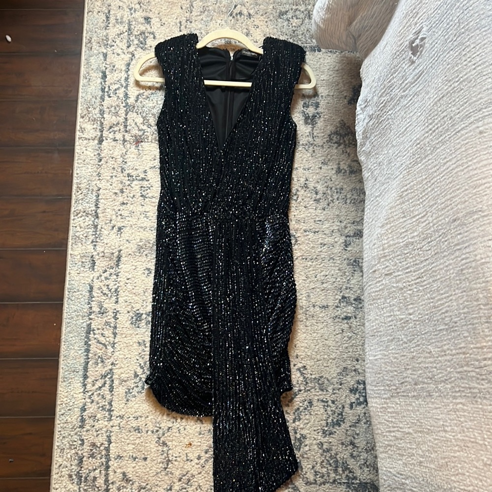 Peace and love blue/black sequin dress
